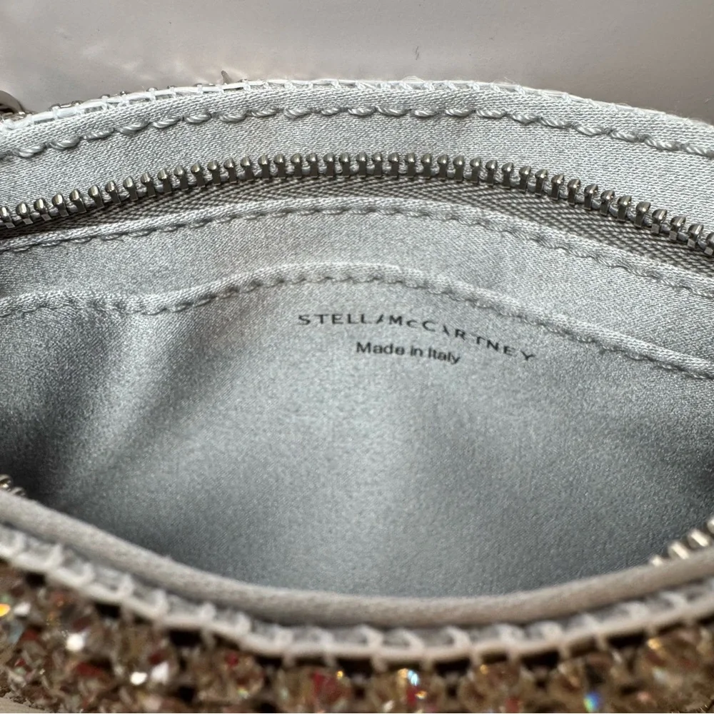 NWT Stella McCartney Crystal Rhinestone Soft Clutch W Silver Chain Crossbody